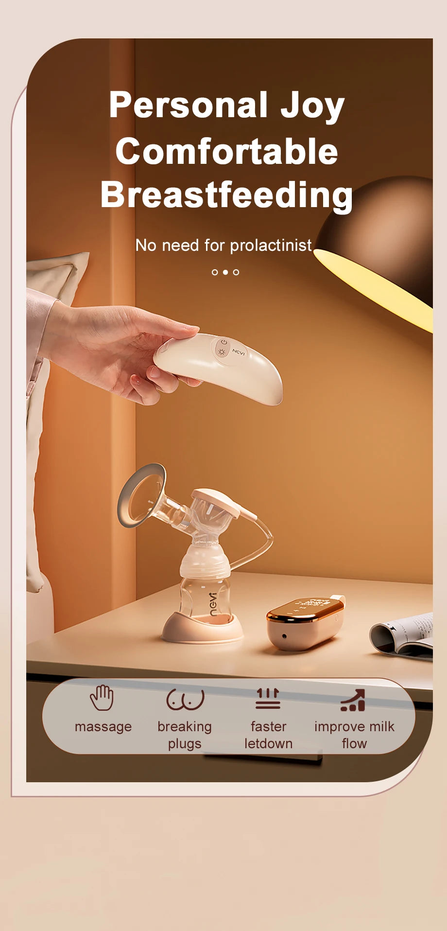 Breast Massager with Heat & Vibration – 2-in-1 Relief for Nursing & Pumping Moms (BPA Free)